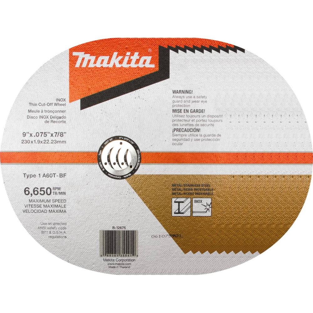 Makita 9″ x .075″ x 7/8″ INOX Thin Cut-Off Wheel 60 Grit 10/pk - Flockneti