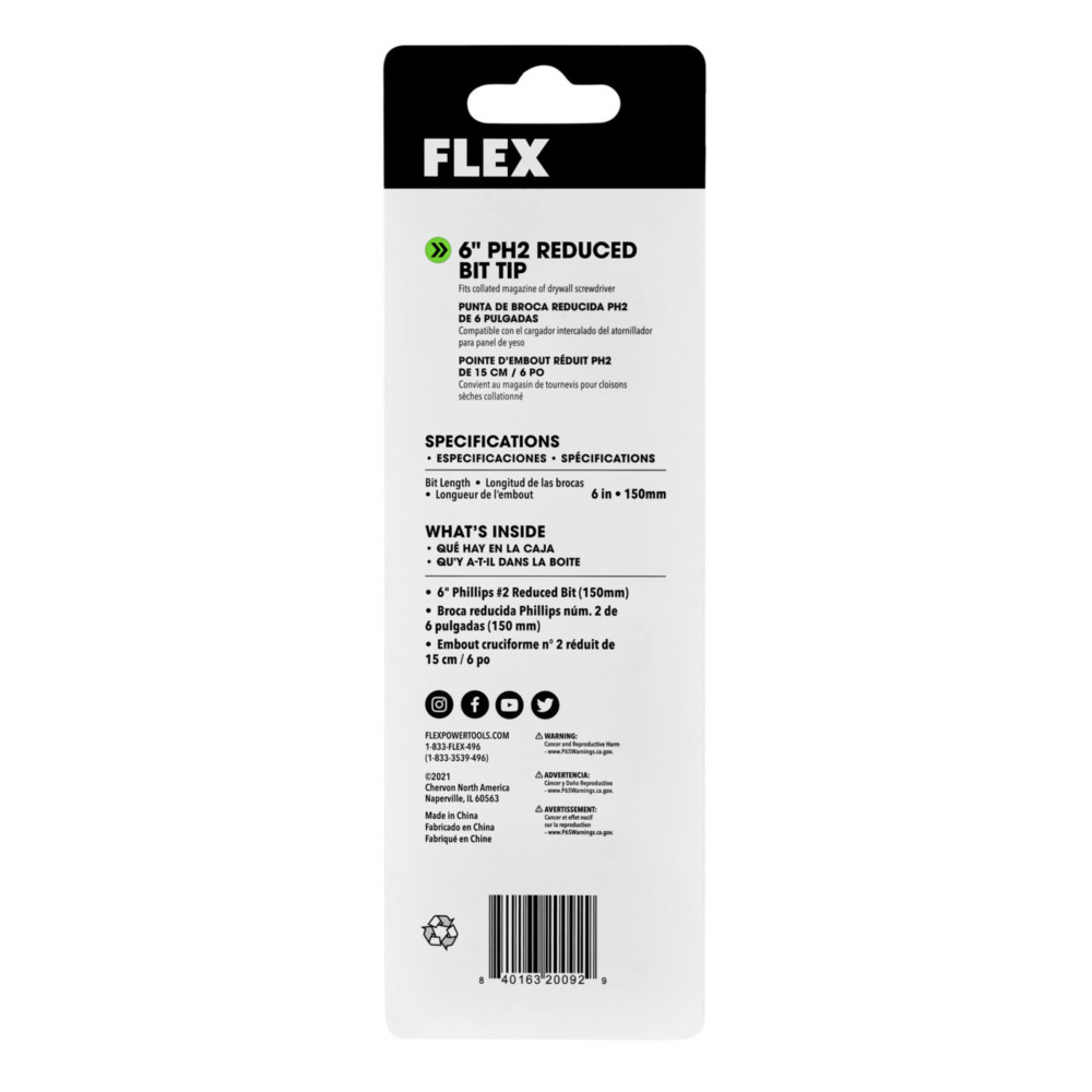 FLEX 6″ Phillips Bit For Collated Attachment 5pk - Flockneti