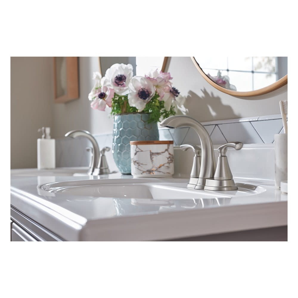 Moen Tiffin Bathroom Faucet Spot Resist Nickel 2 Handle High Arc - Flockneti