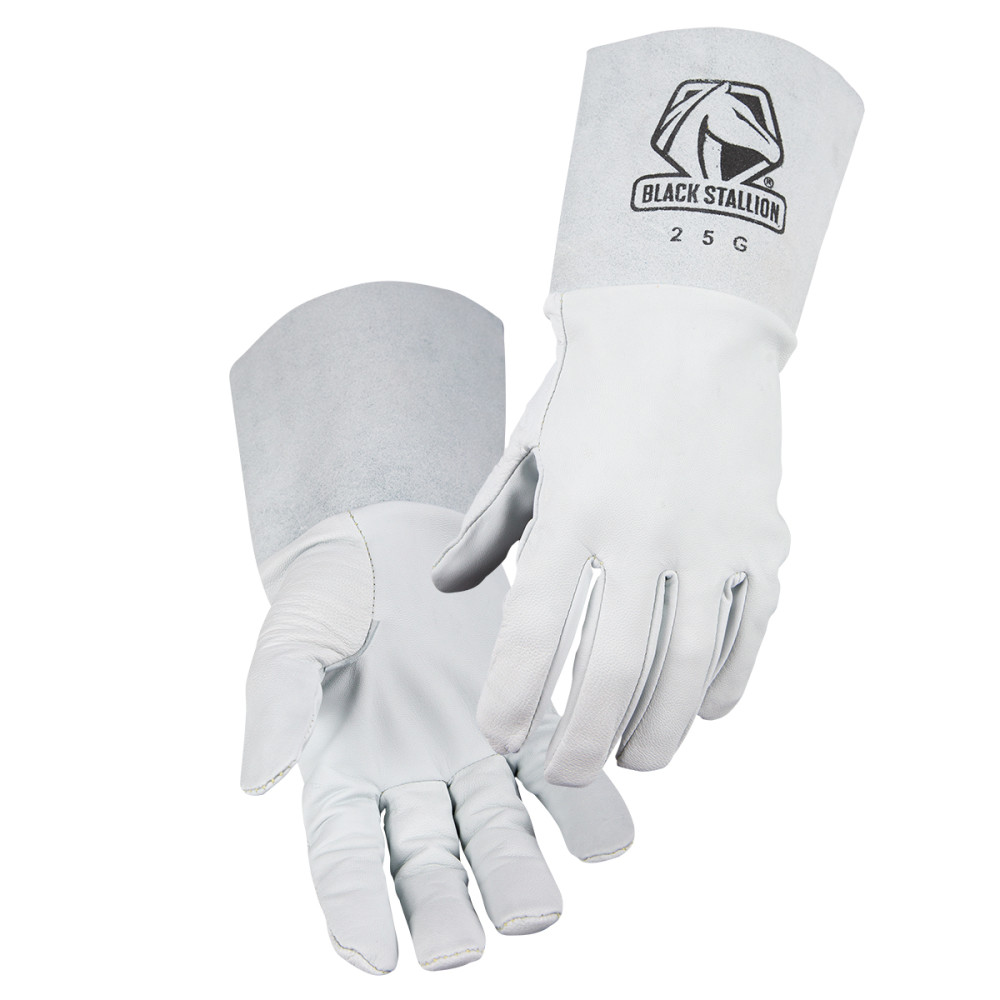 Black Stallion Pearl White Grain Goatskin TIG Gloves Medium - Flockneti