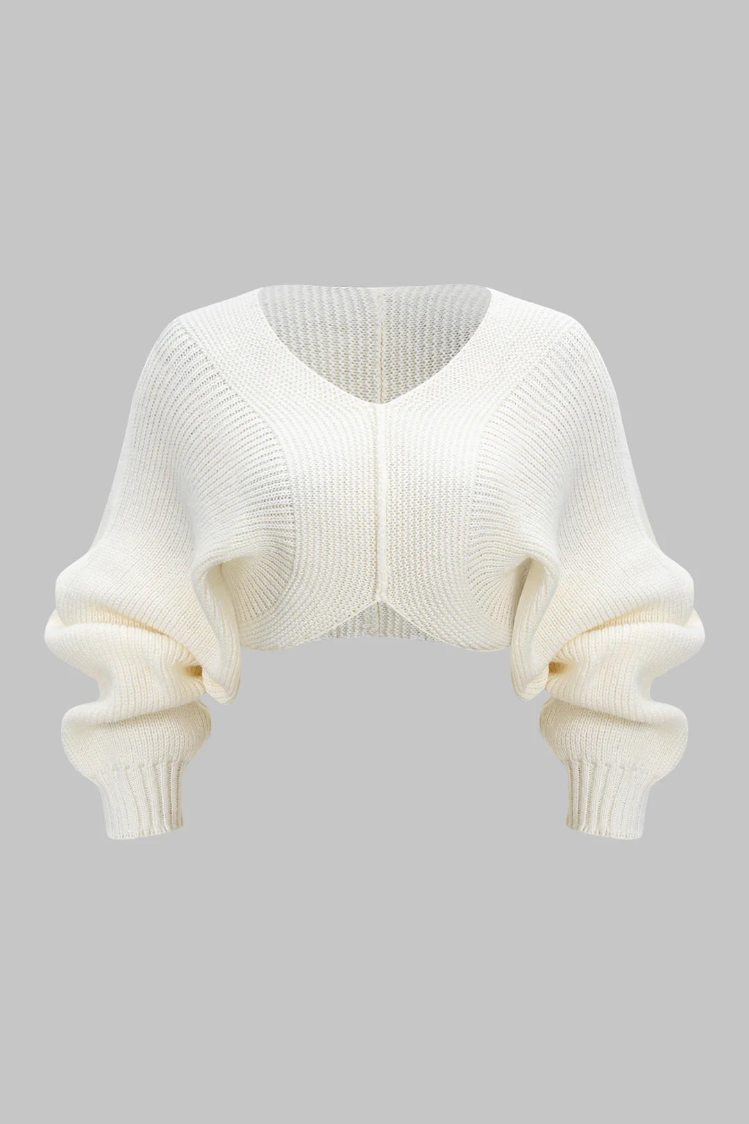 Knit V-Neck Long-Sleeve Top - Flockneti