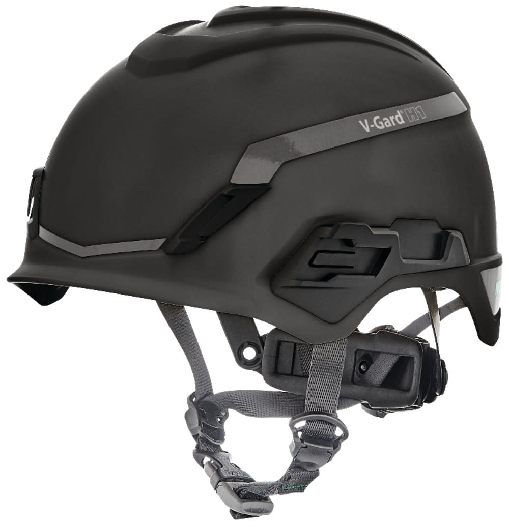 MSA Safety Works V Gard H1 Safety Helmet Novent Black Fas Trac III Pivot - Flockneti