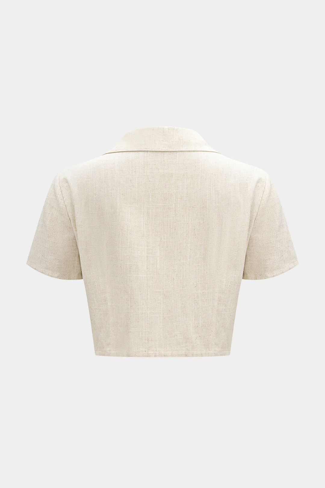 Linen V-Neck Button Short-Sleeve Shirt - Flockneti