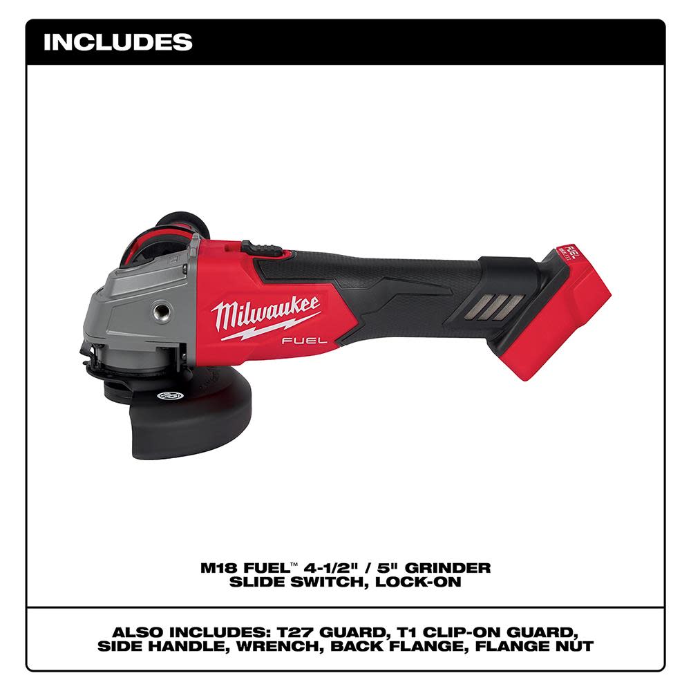 Milwaukee M18 FUEL 4-1/2″ / 5″ Grinder Slide Switch Lock-On Bare Tool - Flockneti