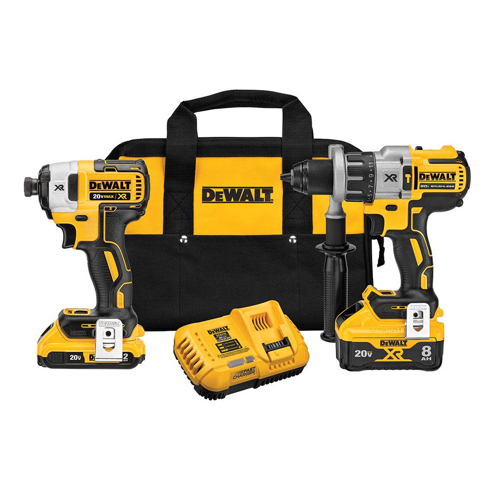 DEWALT 20V MAX* POWER DETECT XR 1/2In Hammer Drill/Driver & Impact Driver Kit - Flockneti