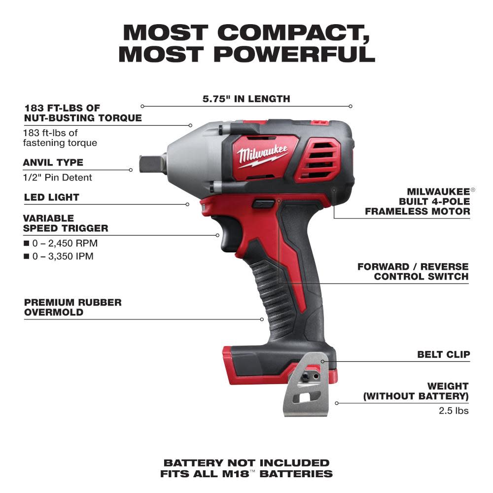 Milwaukee M18 1/2 In. Impact Wrench – Tool Only - Flockneti