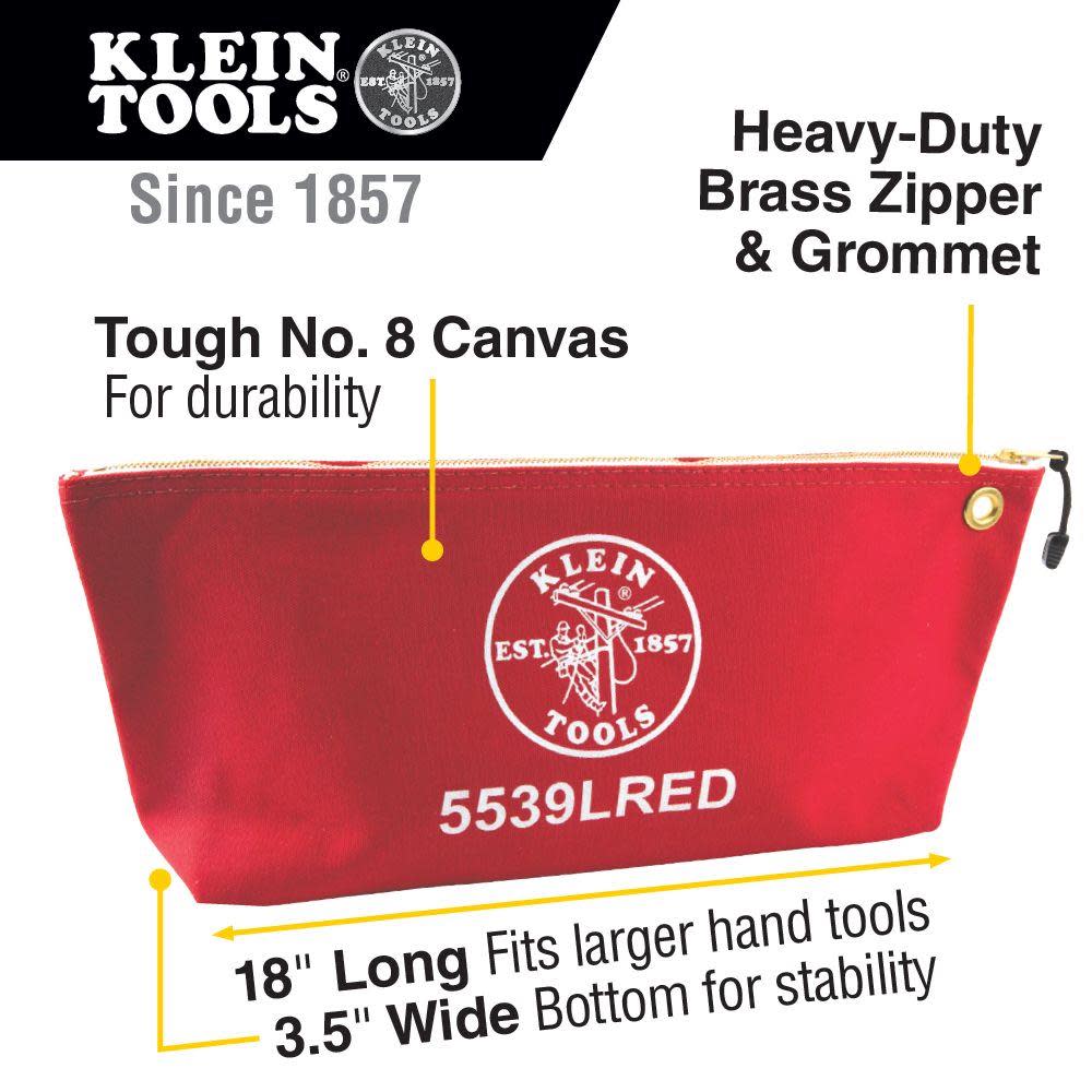 Klein Tools Canvas Tool Bag with Zipper Red - Flockneti
