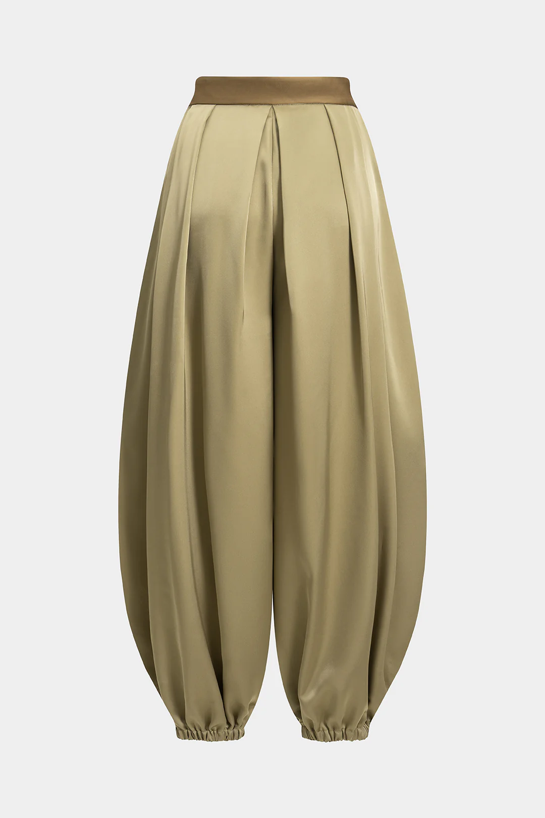 Contrast Satin Pleated Lantern Trousers - Flockneti