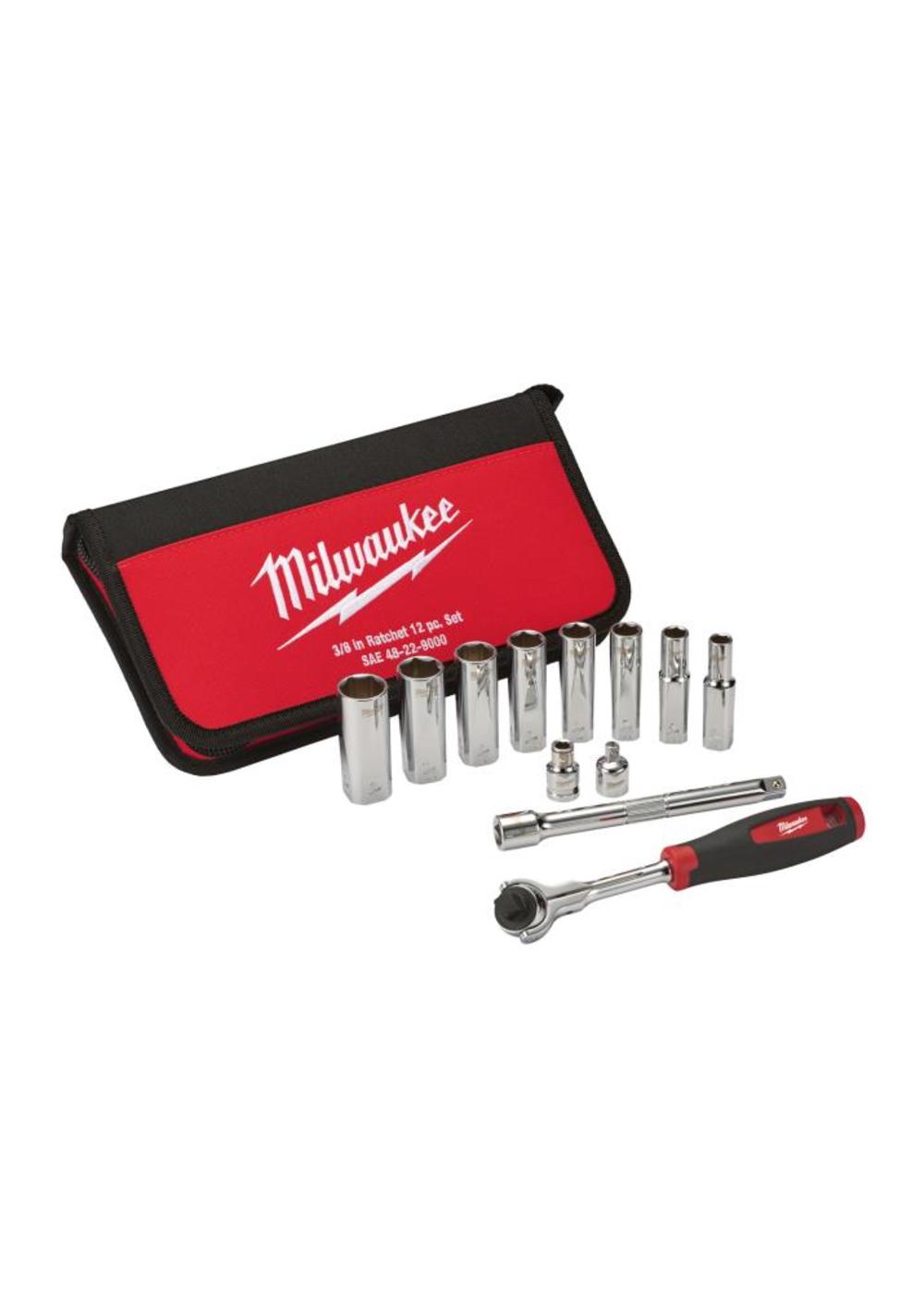 Milwaukee 12-Piece 3/8 in. Drive SAE Socket Set - Flockneti