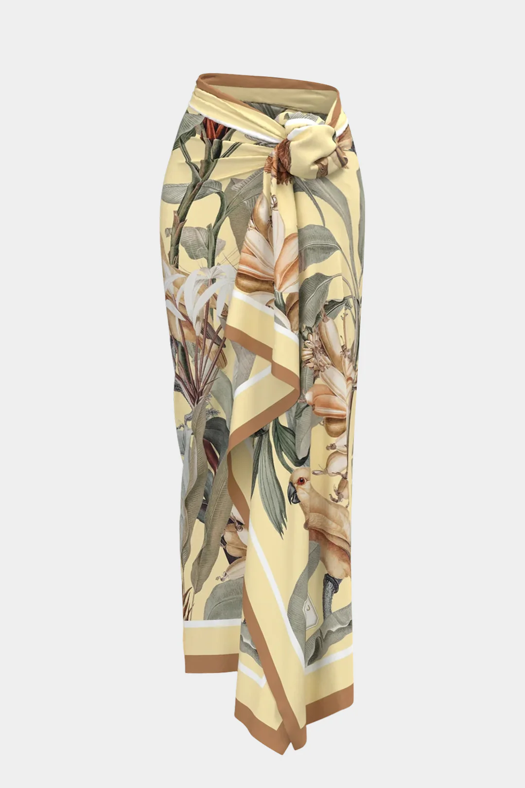 Floral Print Asymmetrical Tie Front Ruched Skirt - Flockneti