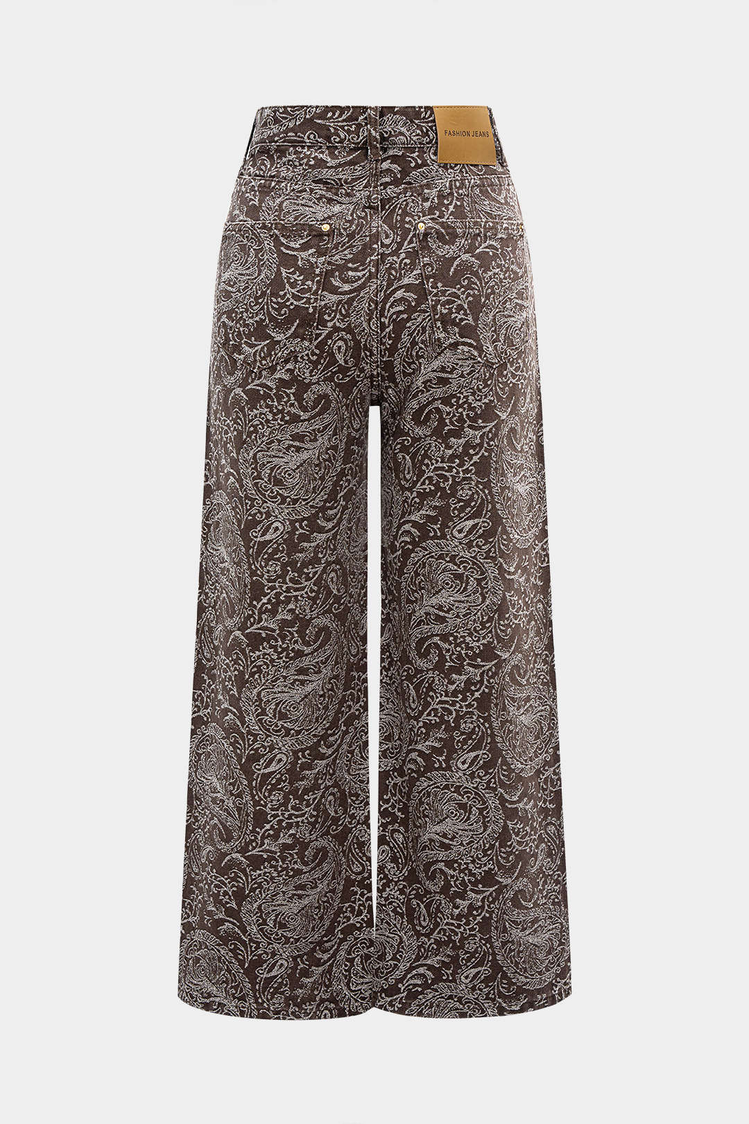 Retro Paisley Print Denim Straight Leg Jeans - Flockneti