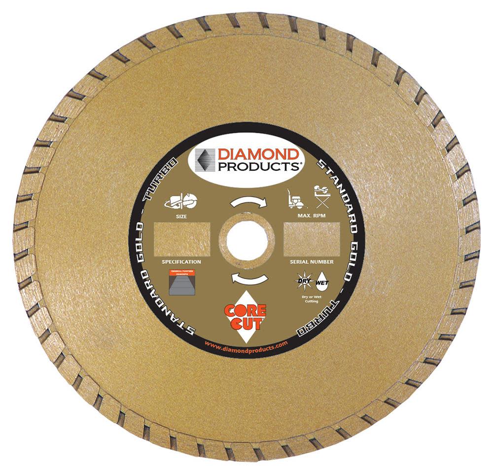 Diamond Products 4 In. x .080 In. x 7/8 In. Standard Gold Turbo Blade - Flockneti