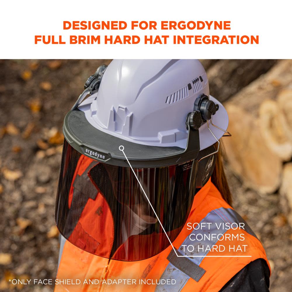 Ergodyne Smoke Lens Gray Hard Hat Face Shield for Full Brim - Flockneti
