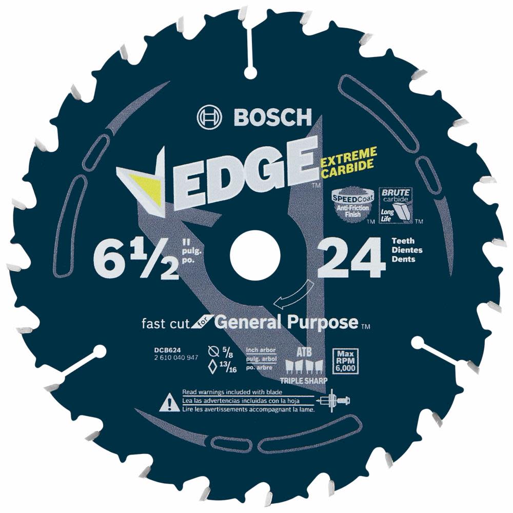 Bosch 6-1/2 In. 24 Tooth Edge Circular Saw Blade for General Purpose - Flockneti