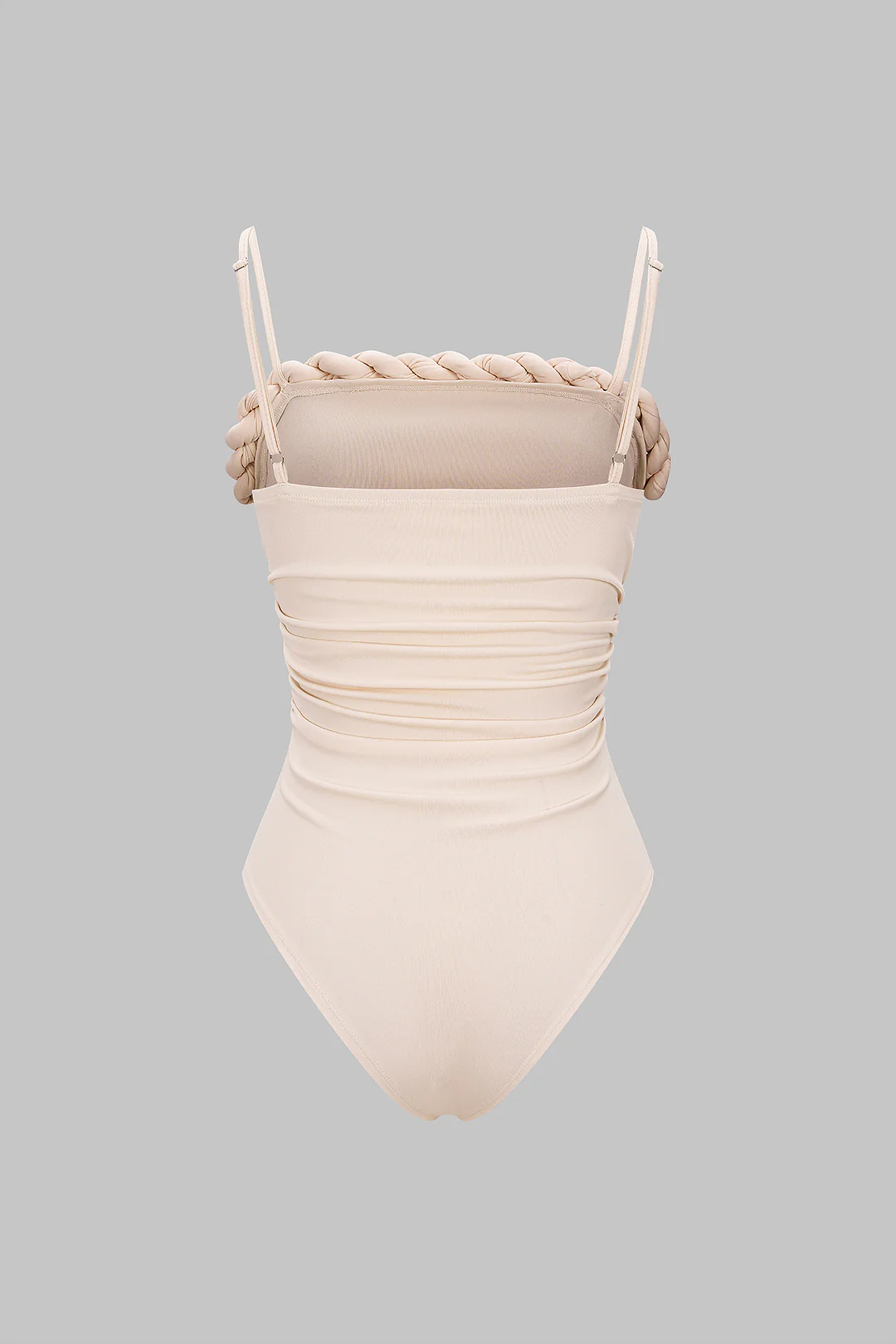 Solid Twist Knot Ruched Sleeveless Bodysuit - Flockneti