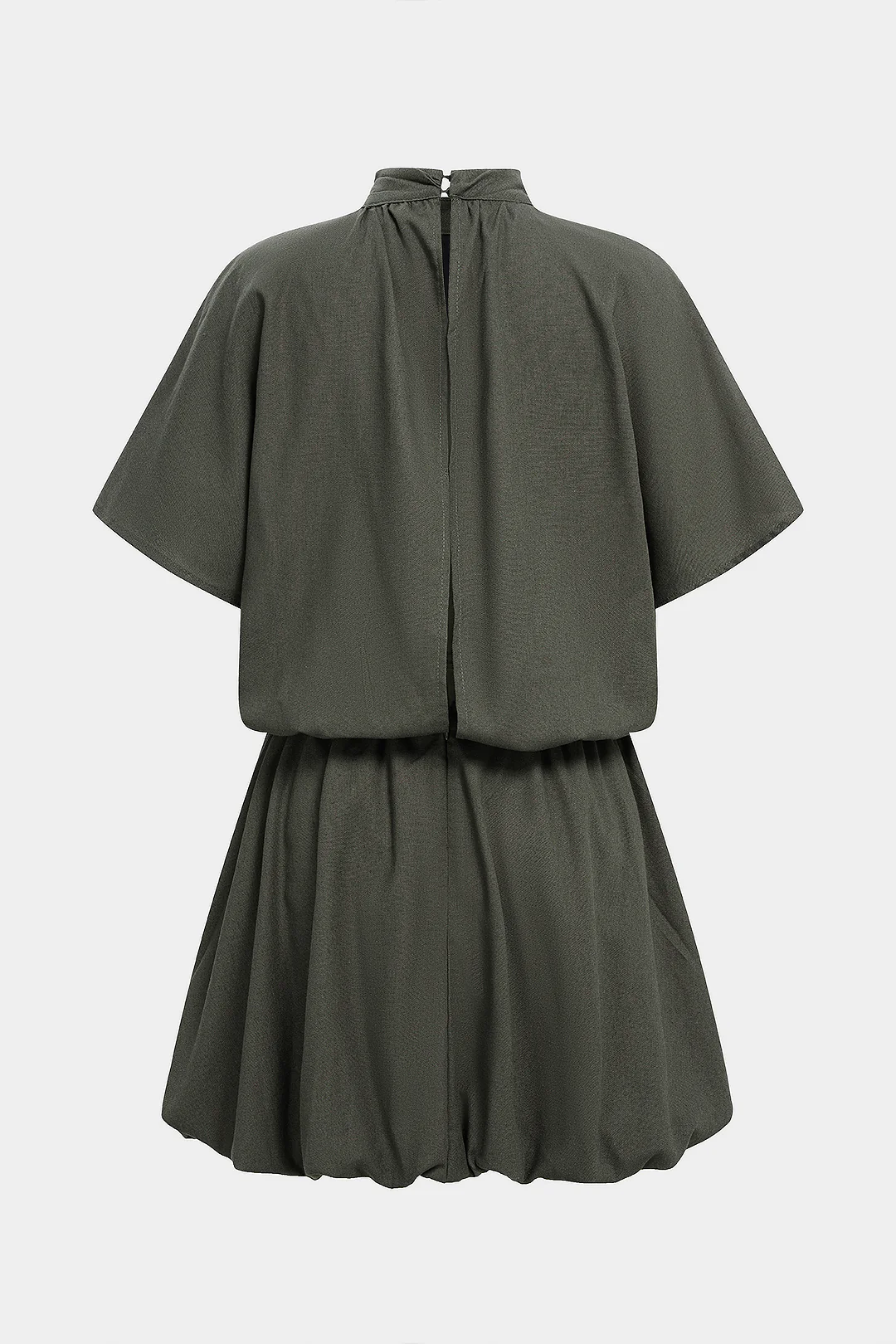 Mock Neck Ruched Short Sleeve Mini Dress - Flockneti