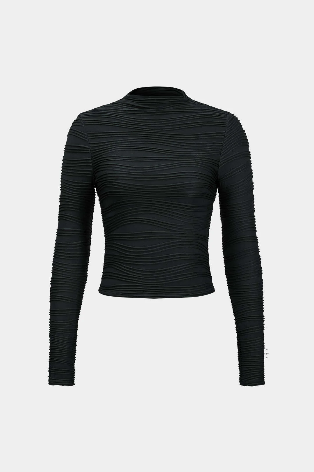 Basic Textured Long-Sleeve Top - Flockneti