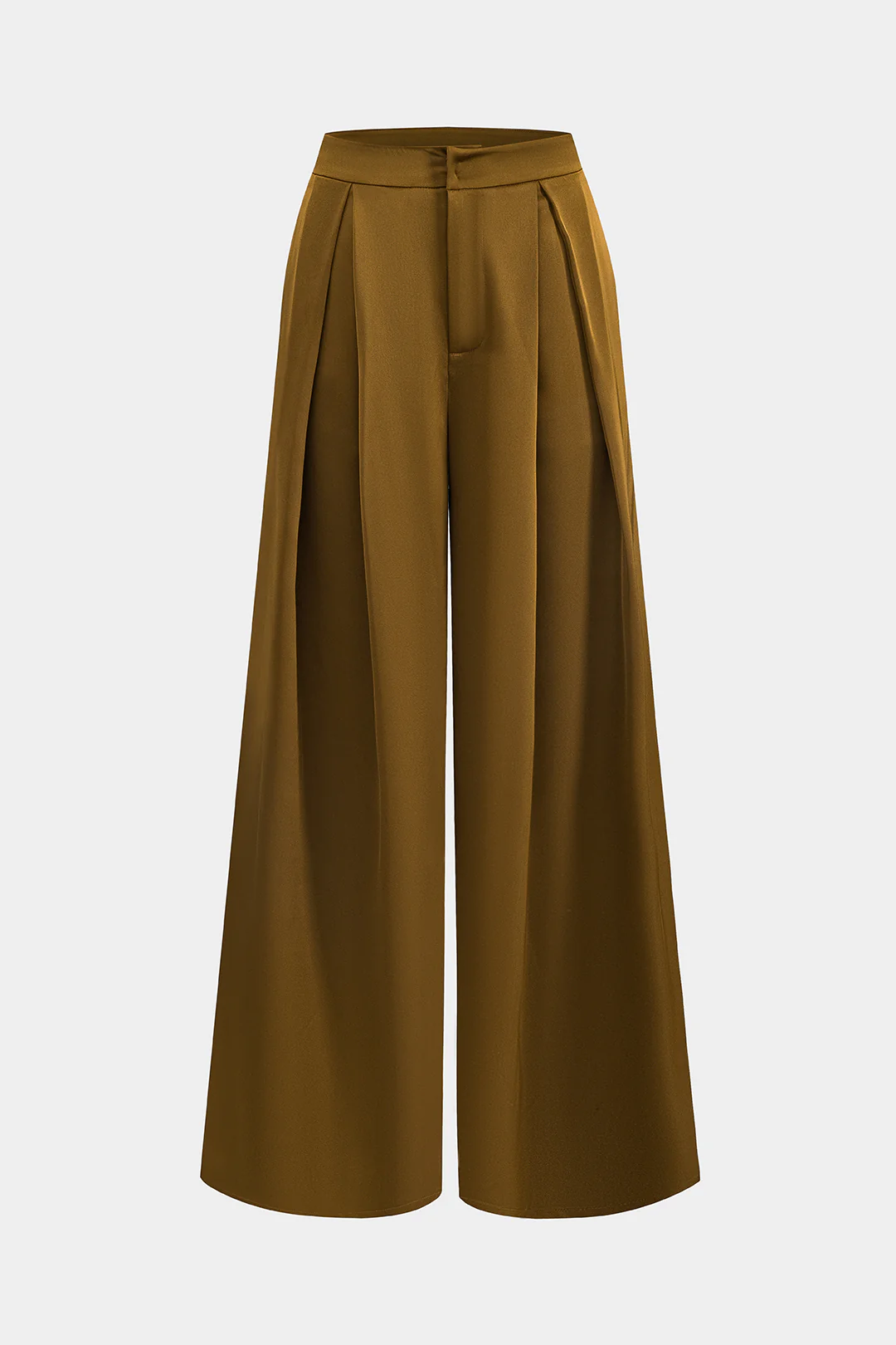 Satin High Waist Ruched Wide Leg Trousers - Flockneti