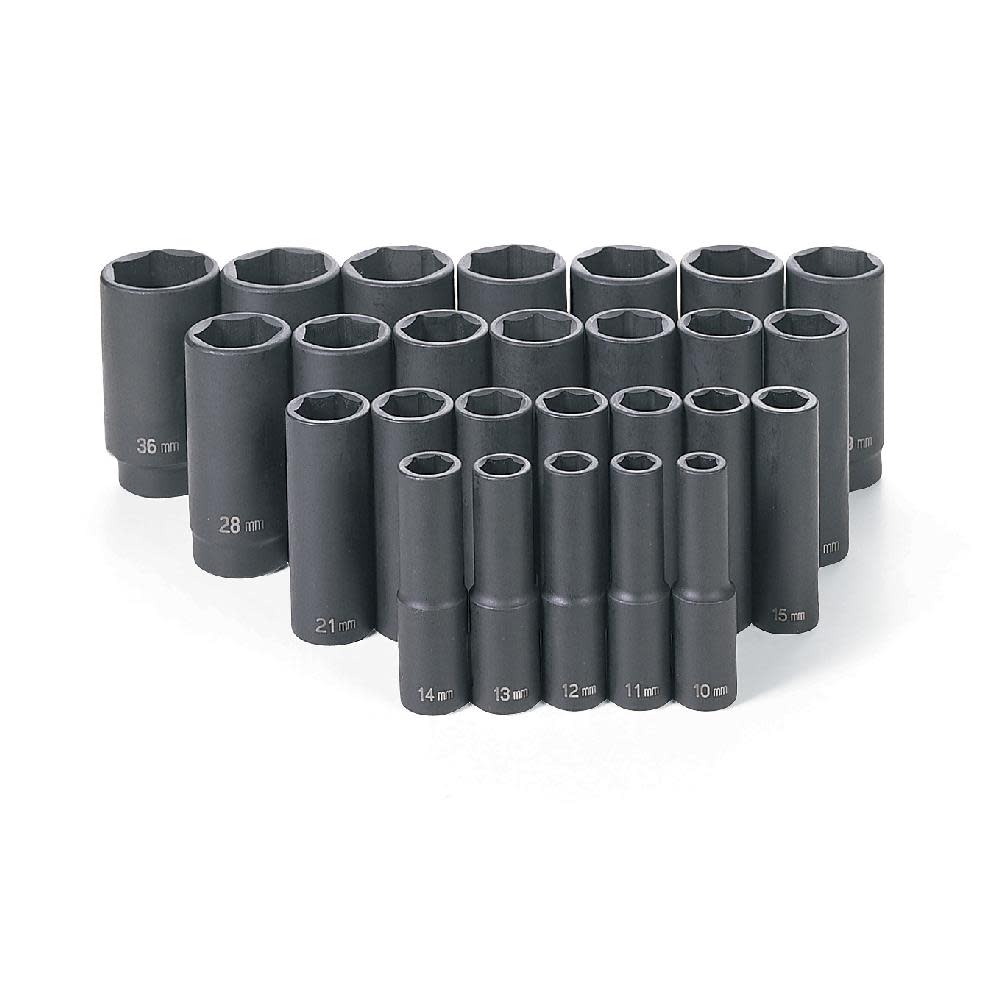 Grey Pneumatic 1/2″ Drive 26 Pc. Deep Length Metric Master Set - Flockneti