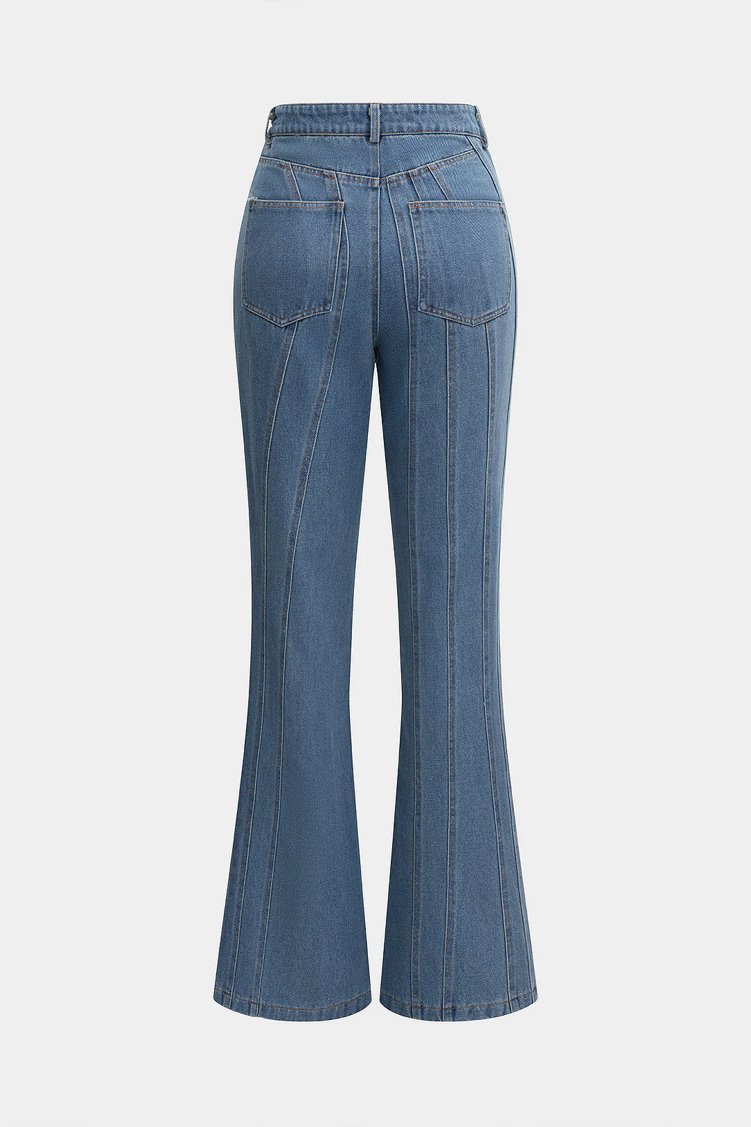 Denim High Waist Asymmetrical Flared Jeans - Flockneti