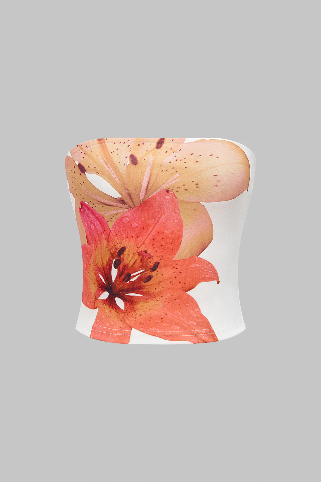 Floral Print Satin Tube Top - Flockneti