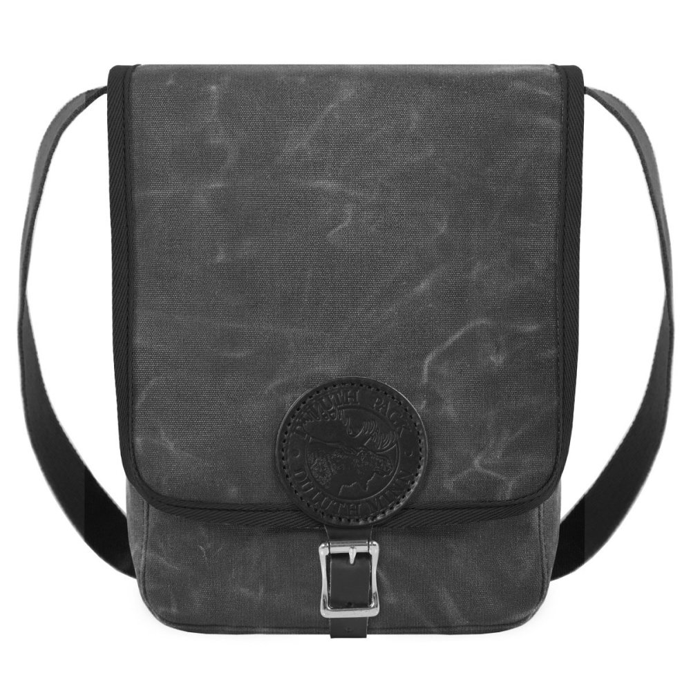 Duluth Pack 6 Liter Capacity Waxed Grey Haversack With Cotton Web Trim - Flockneti