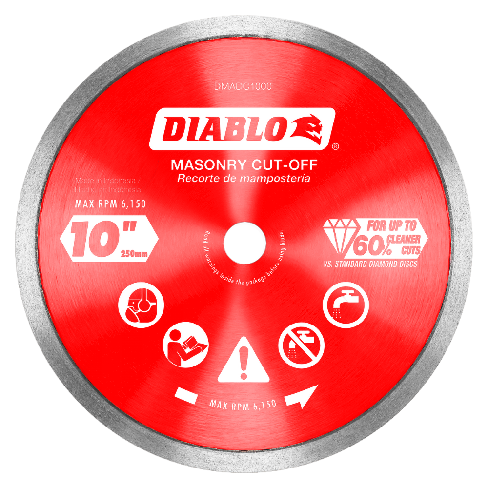 Diablo Tools 10″ Diamond Continuous Rim Cut-Off Discsfor Masonry - Flockneti