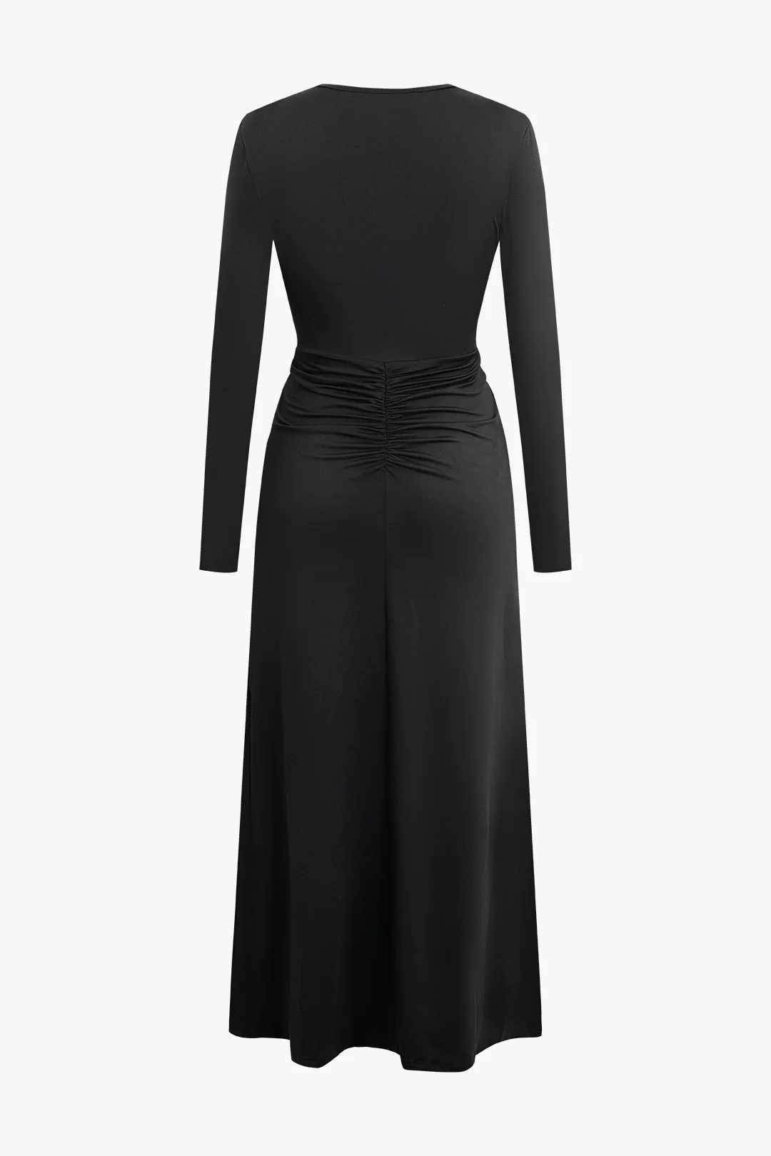 V-Neck Twist Knot Long Sleeve Maxi Dress - Flockneti
