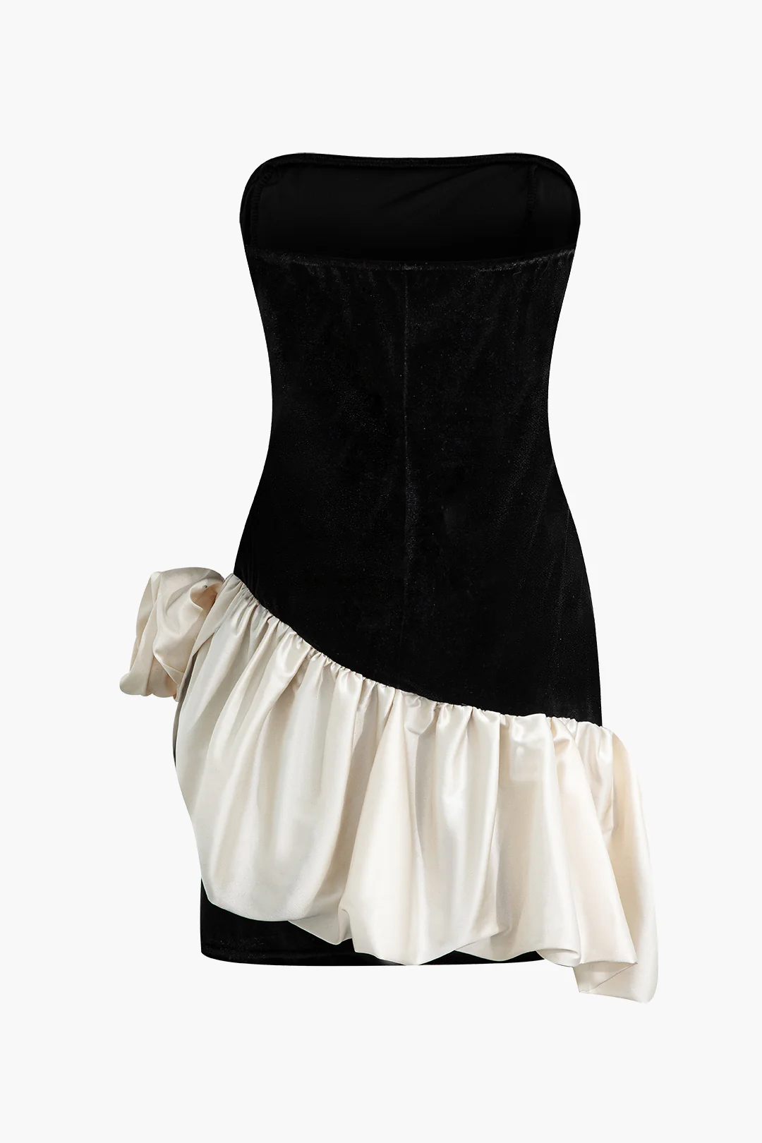 3D Flower Decor Patchwork Sleeveless Mini Dress - Flockneti