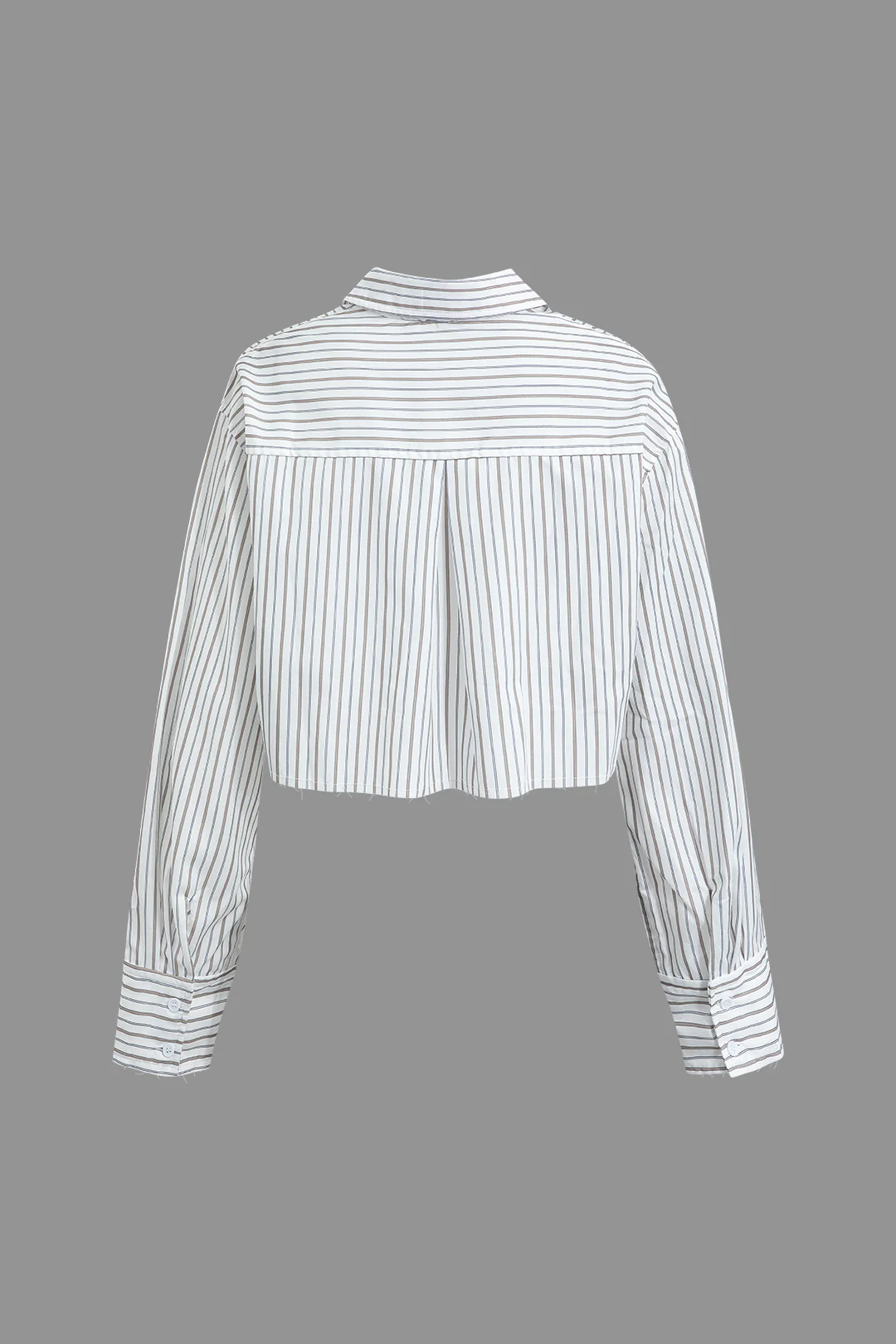 Solid Stripes Print V-Neck Long-Sleeve Shirt - Flockneti
