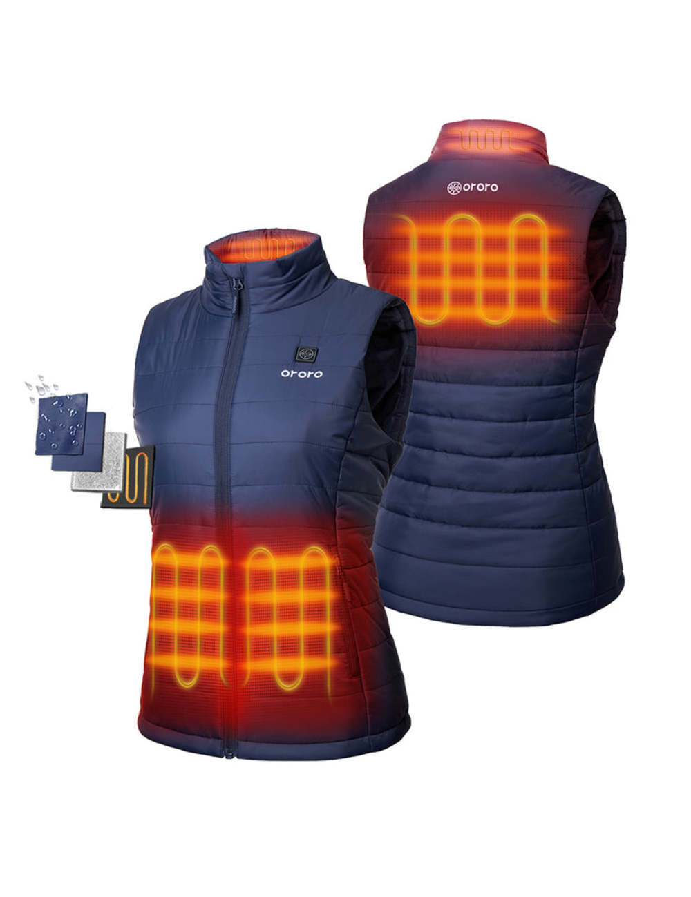 ORORO Womens Navy Blue Classic Heated Vest Kit Large - Flockneti