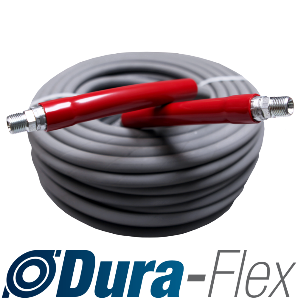 Aaladin Cleaning Systems Grey Non-Marking Pressure Washer Hose 3/8″ X 100′ 6000 PSI 3/8″ SLD/SWL - Flockneti