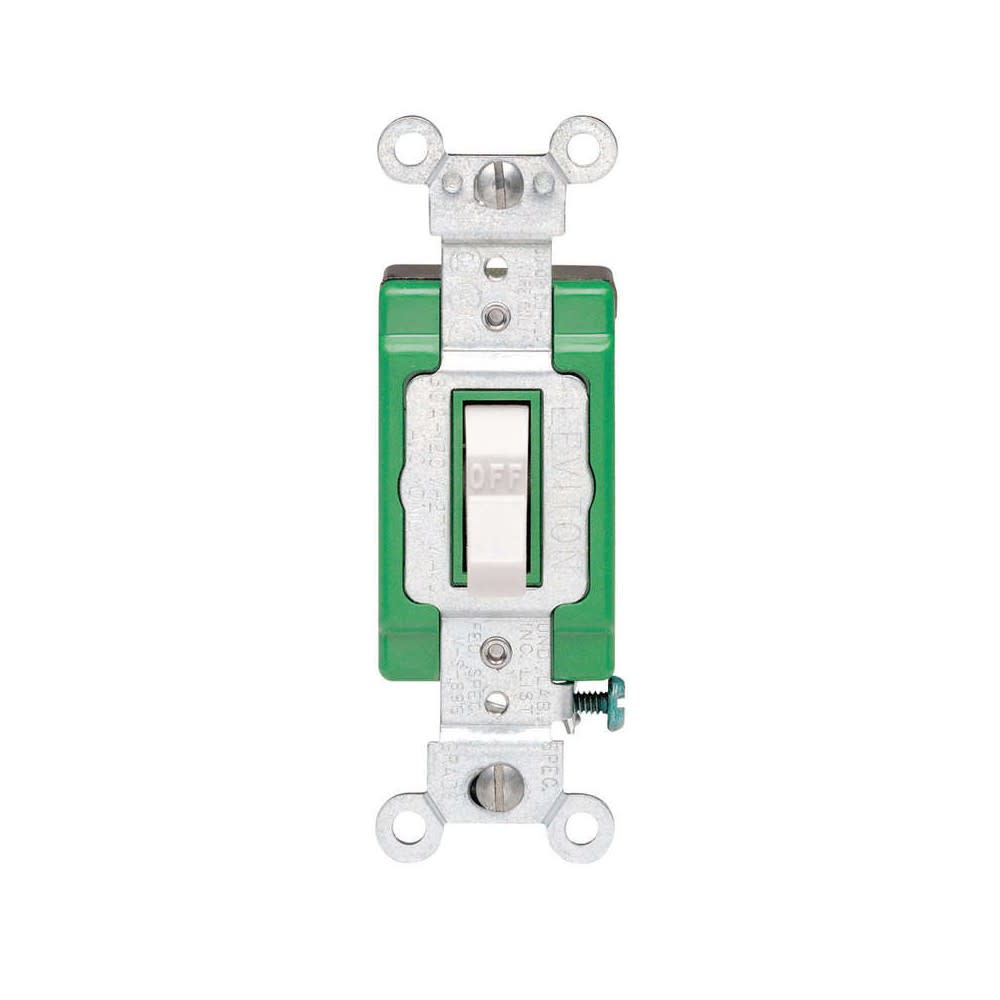 Leviton 30A 277V White Double Pole AC Quiet Toggle Switch - Flockneti