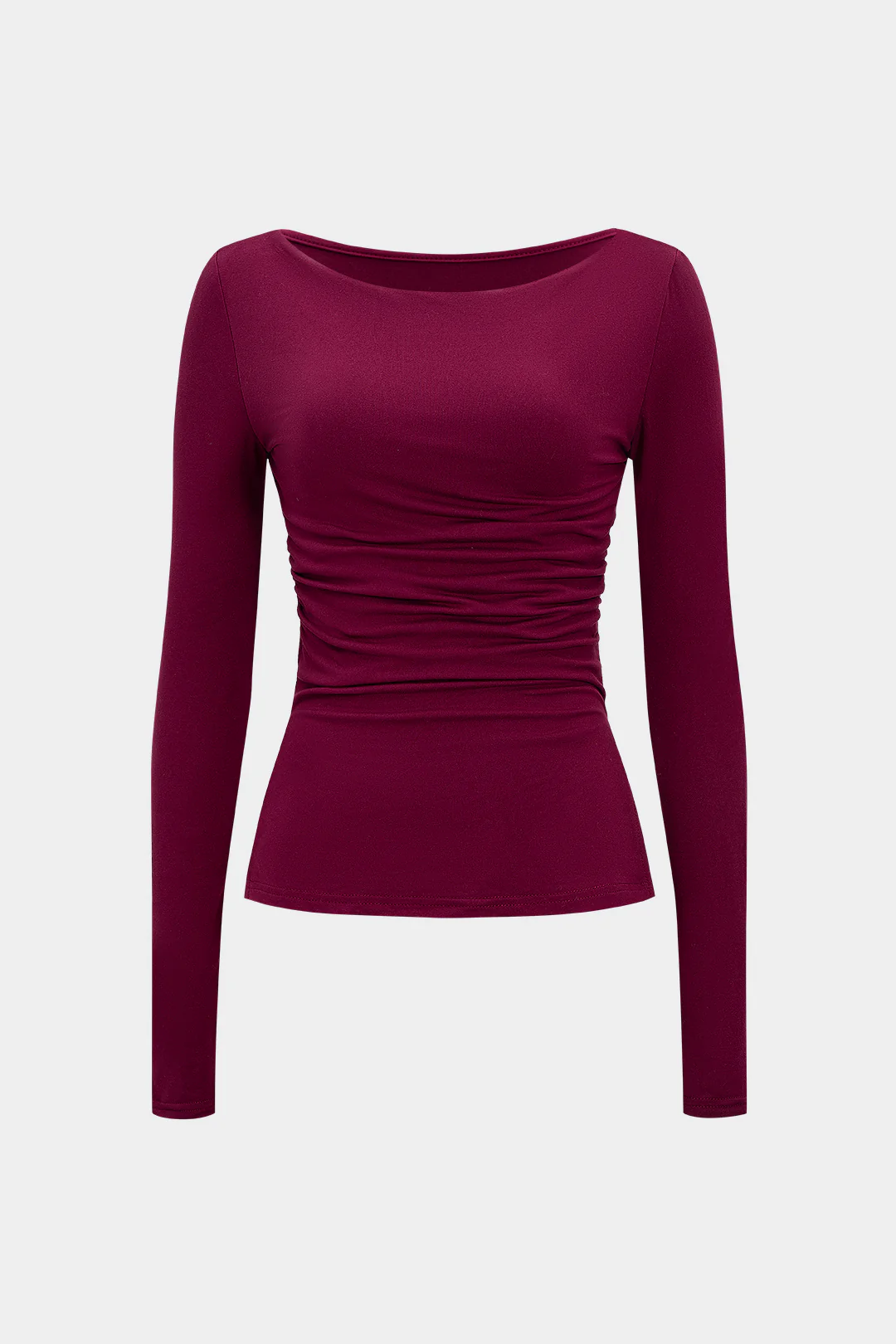 Solid Ruched Long-Sleeve Top - Flockneti