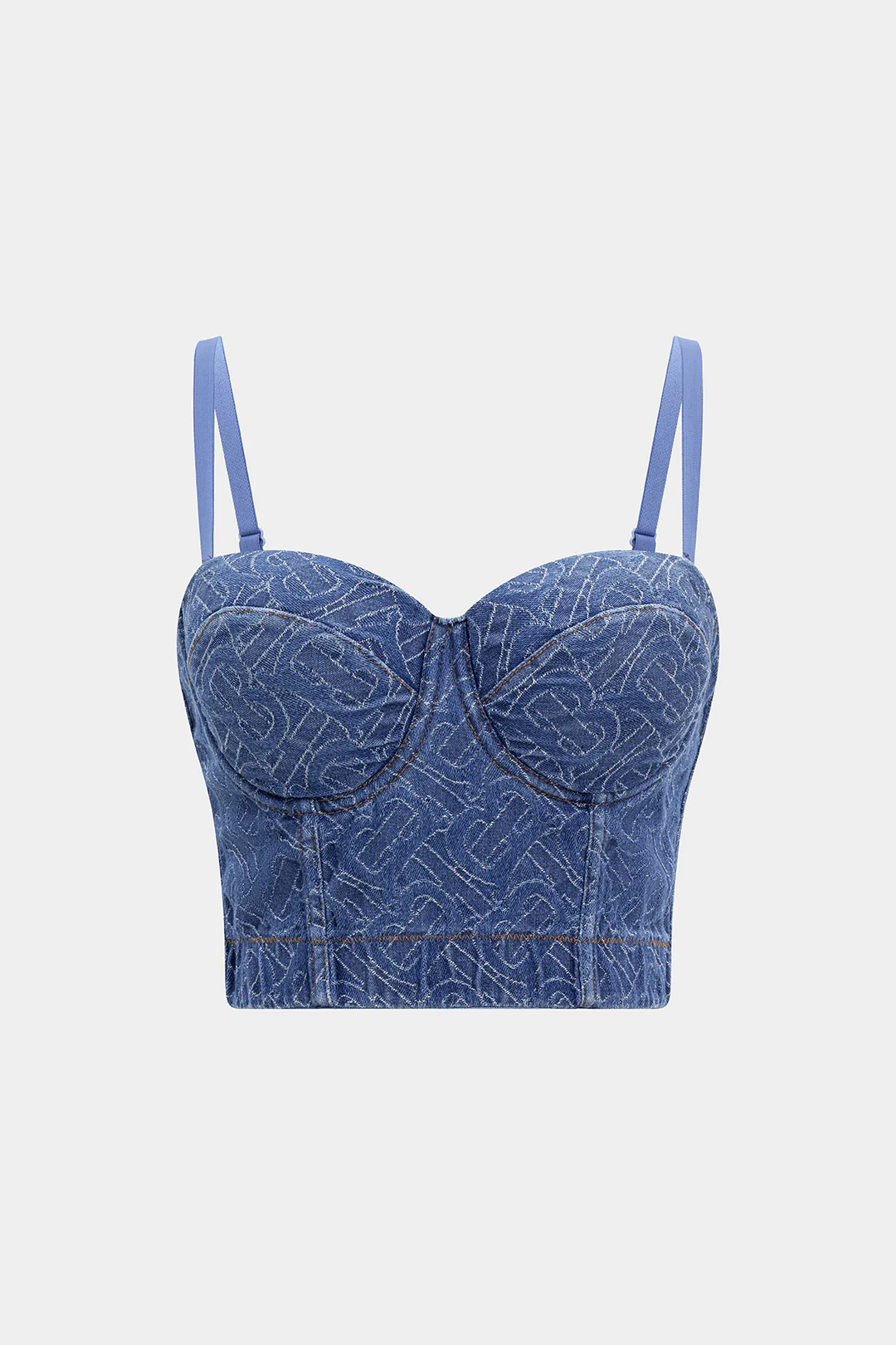 Denim Ribbed Slip Crop Top - Flockneti