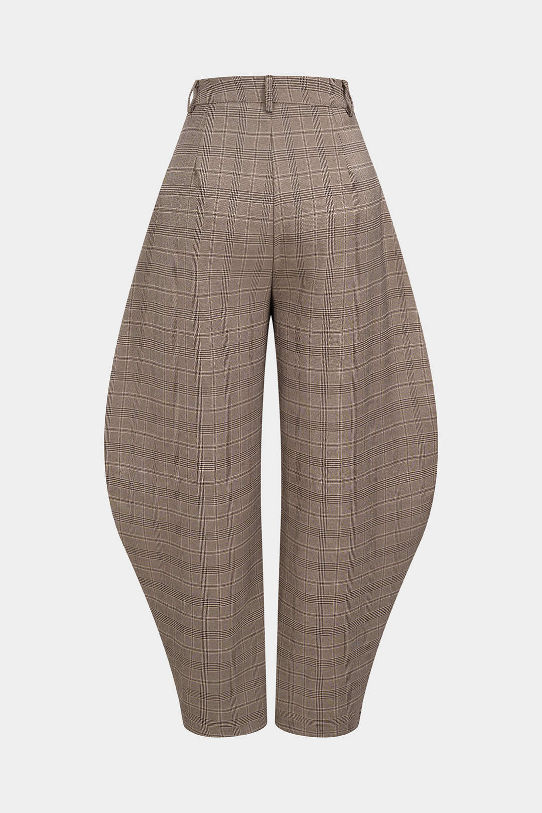 Plaid Print High Waist Barrel Pants - Flockneti