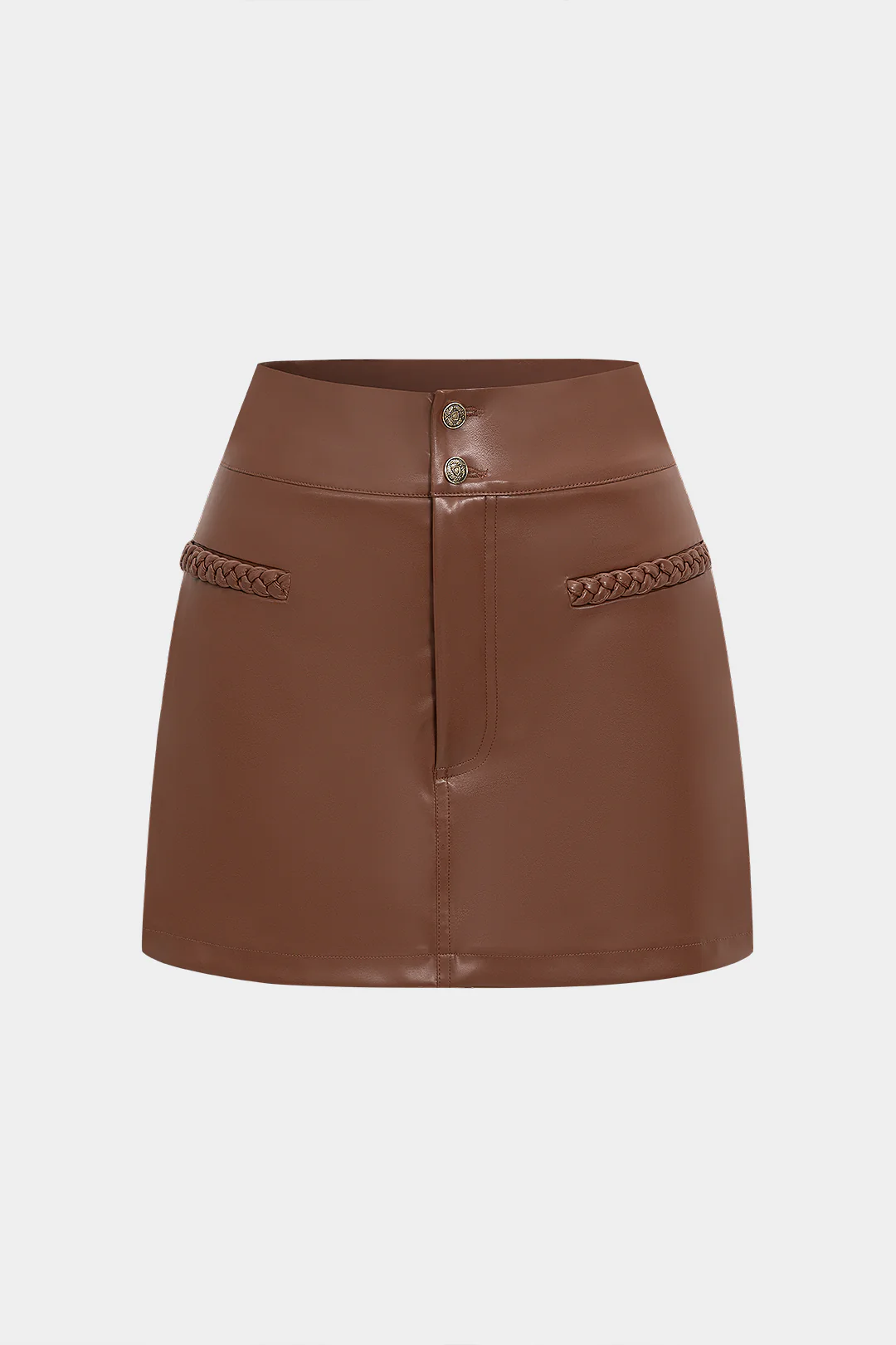 Faux Leather Braided High Waist Skort - Flockneti