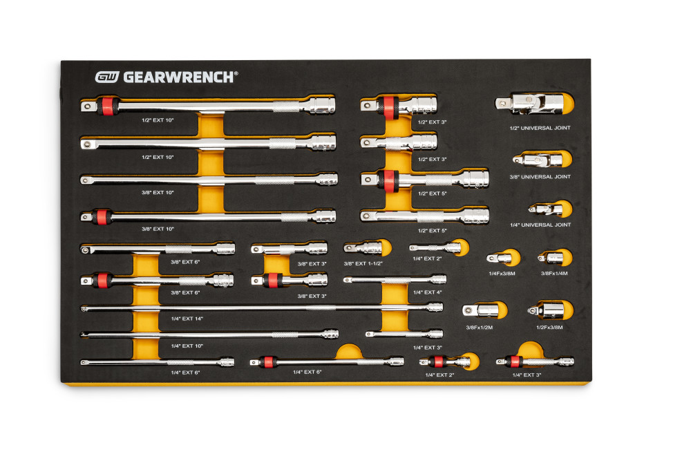 GEARWRENCH Chrome Tool Accessories Set 1/4″ 3/8″ 1/2″ Drive 29pc - Flockneti