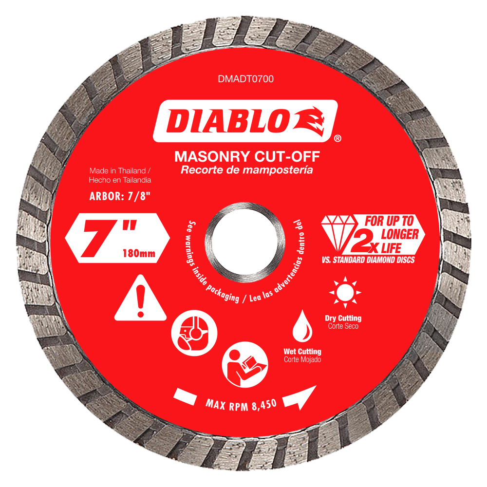 Diablo Tools 7″ Diamond Turbo Cut Off Discs Masonry - Flockneti