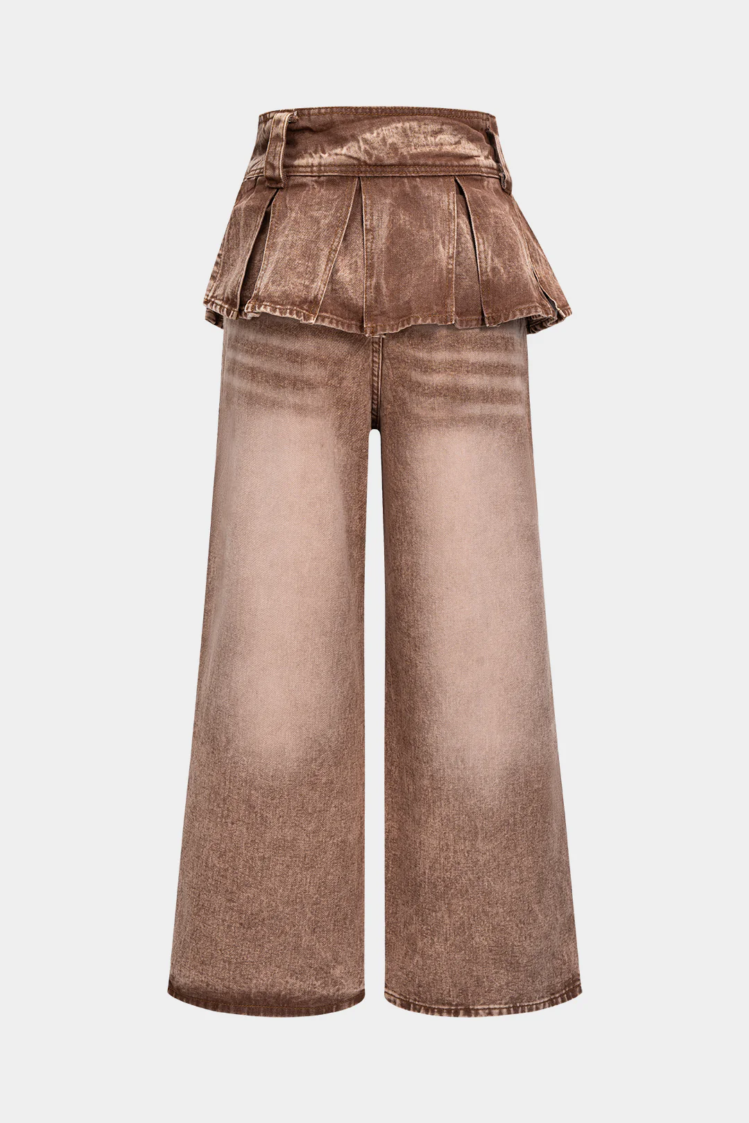 Denim Pleated Wide Leg Jeans - Flockneti