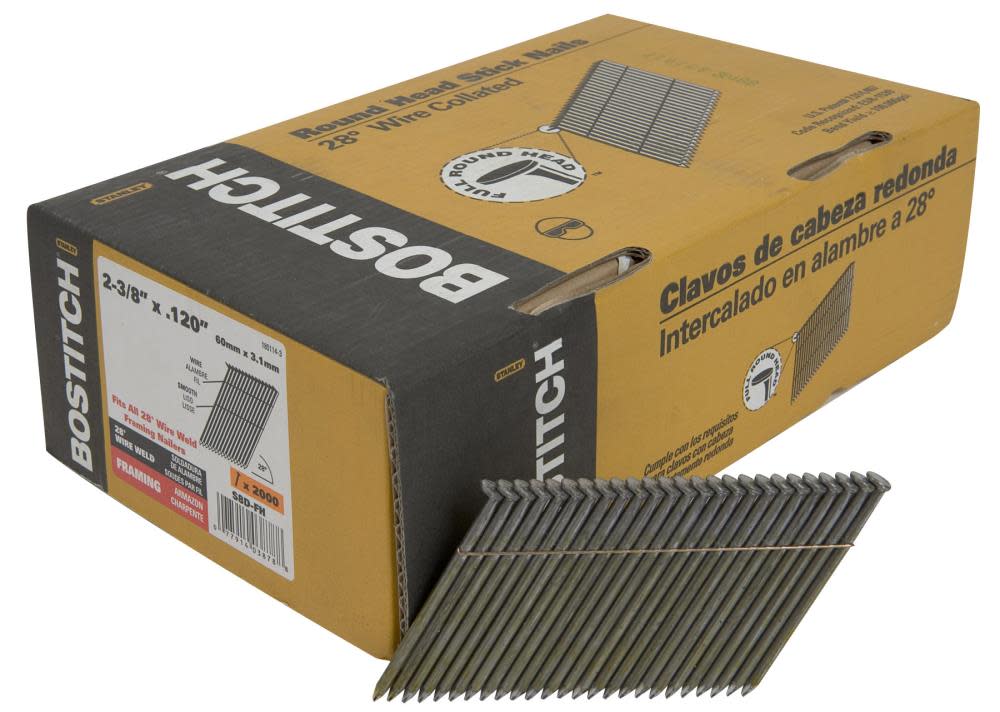 Bostitch 2-3/8 In. x .120 Offset Round Head Wire Weld Framing Nail - Flockneti