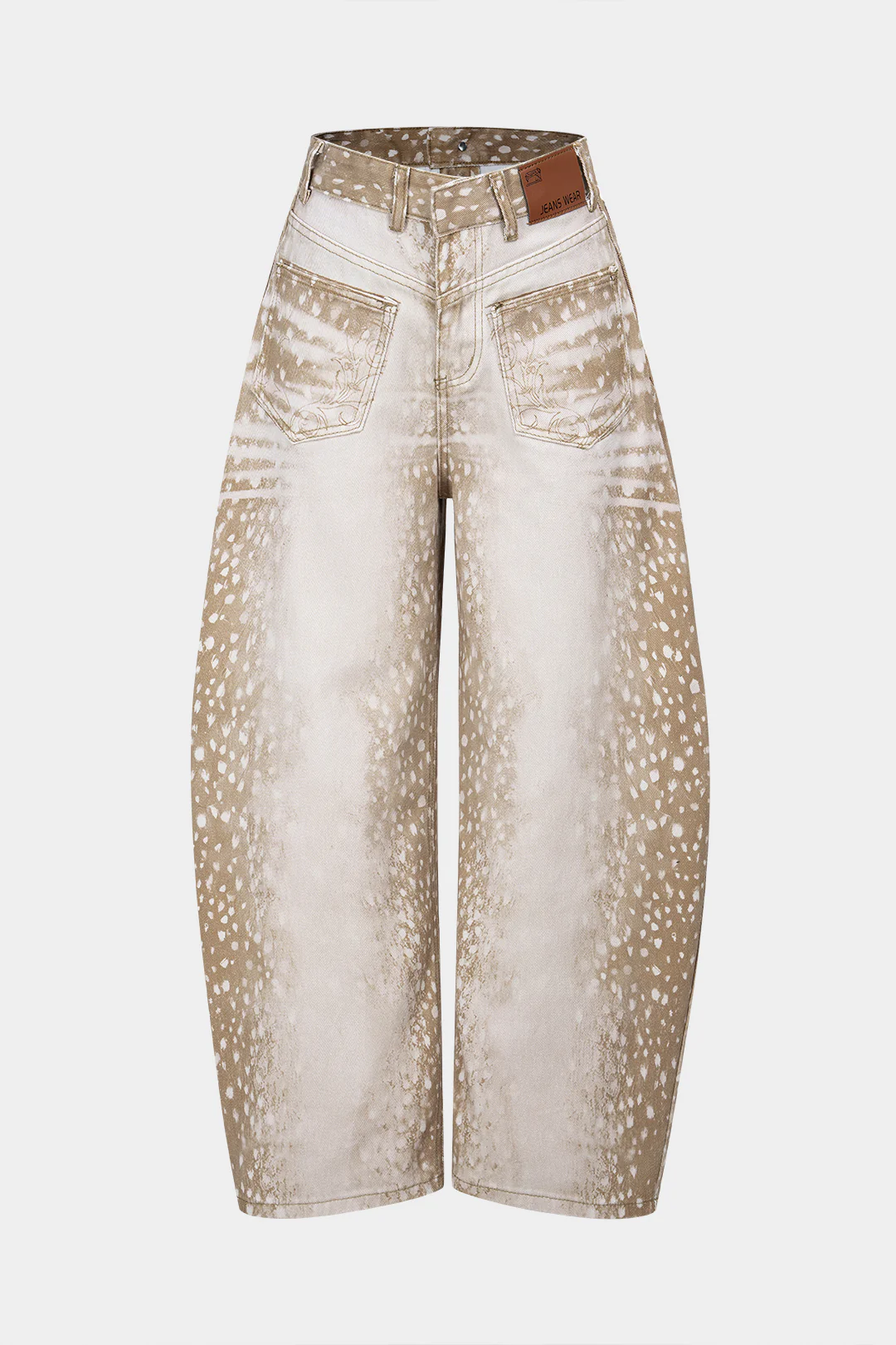 Denim Contrast Print Wide Leg Jeans - Flockneti