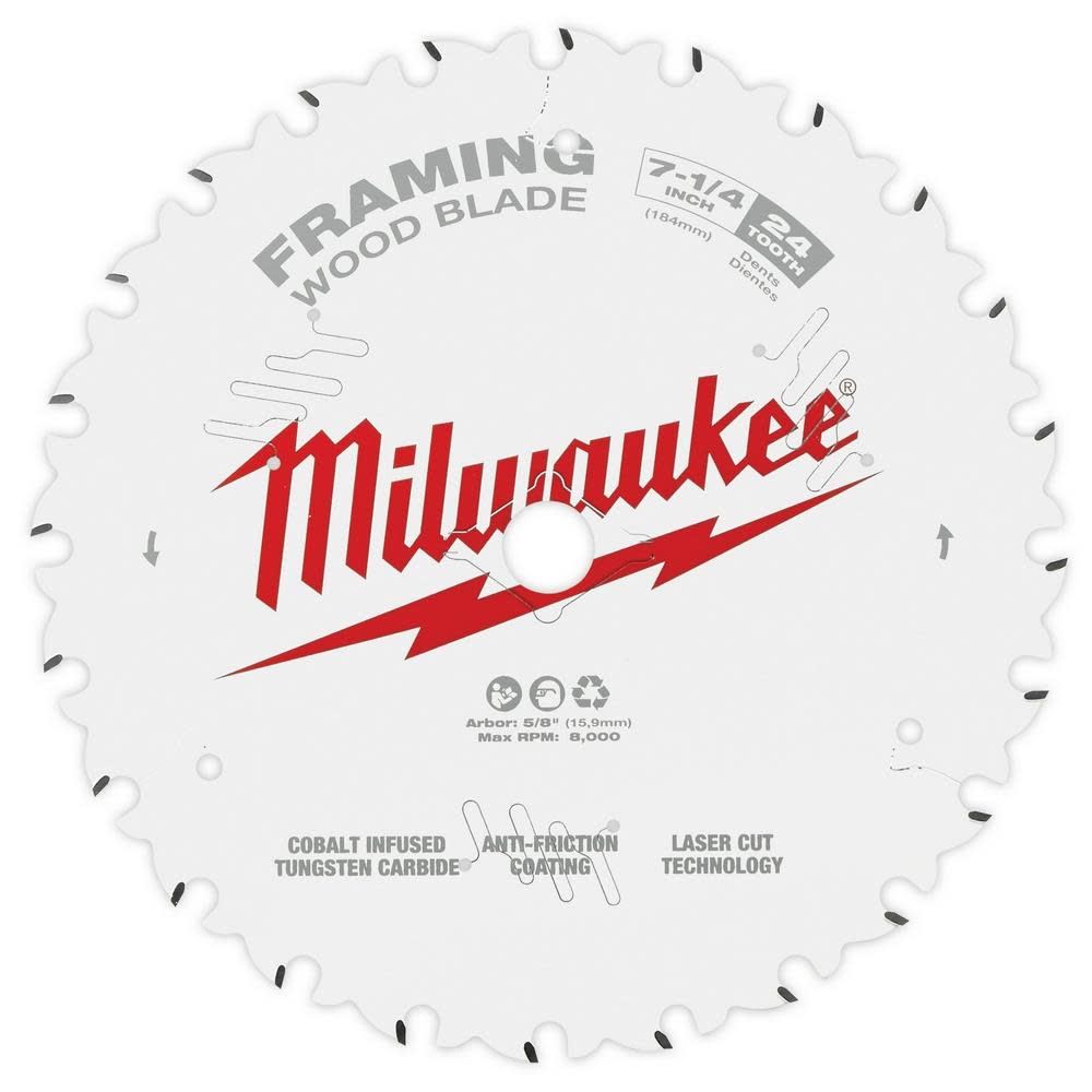 Milwaukee 7-1/4″ 24T Framing Circular Saw Blade 3PK - Flockneti