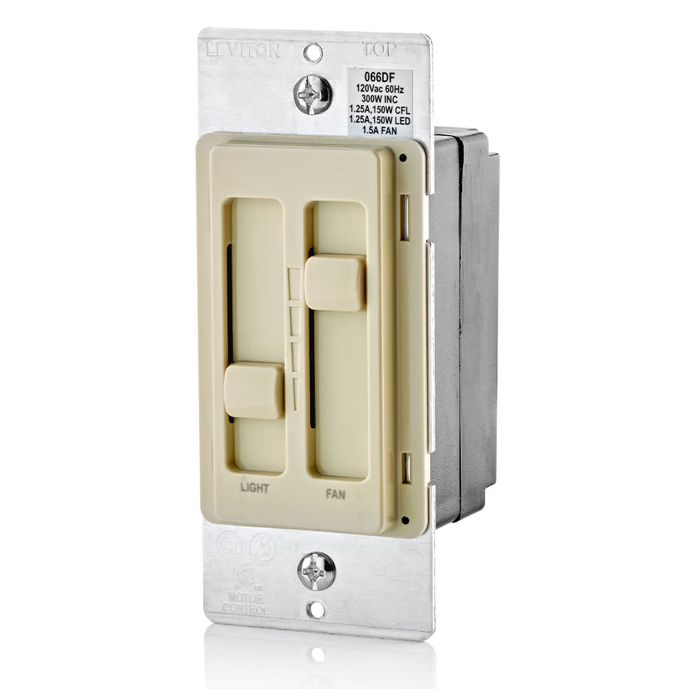 Leviton SureSlide Ivory Fan/LED Light Control Dimmer Slide Switch - Flockneti