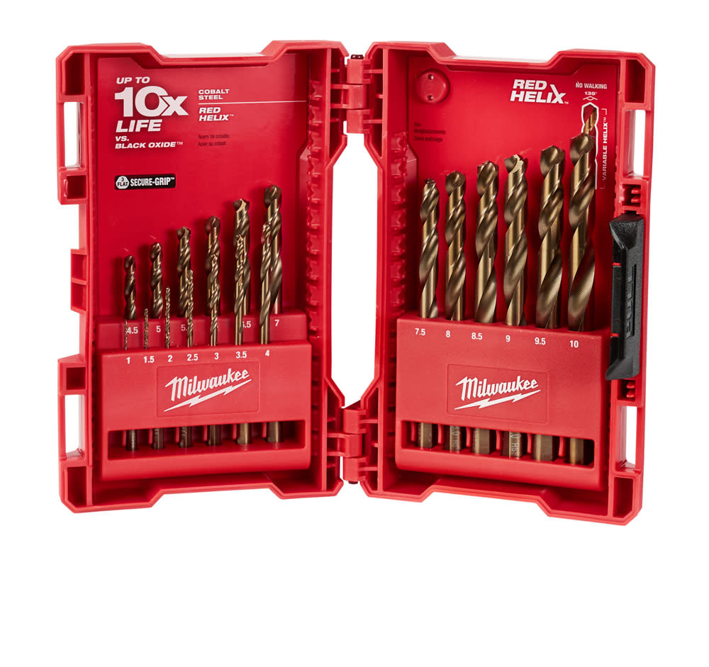 Milwaukee RED HELIX Cobalt Metric Drill Bit Set  19PC - Flockneti