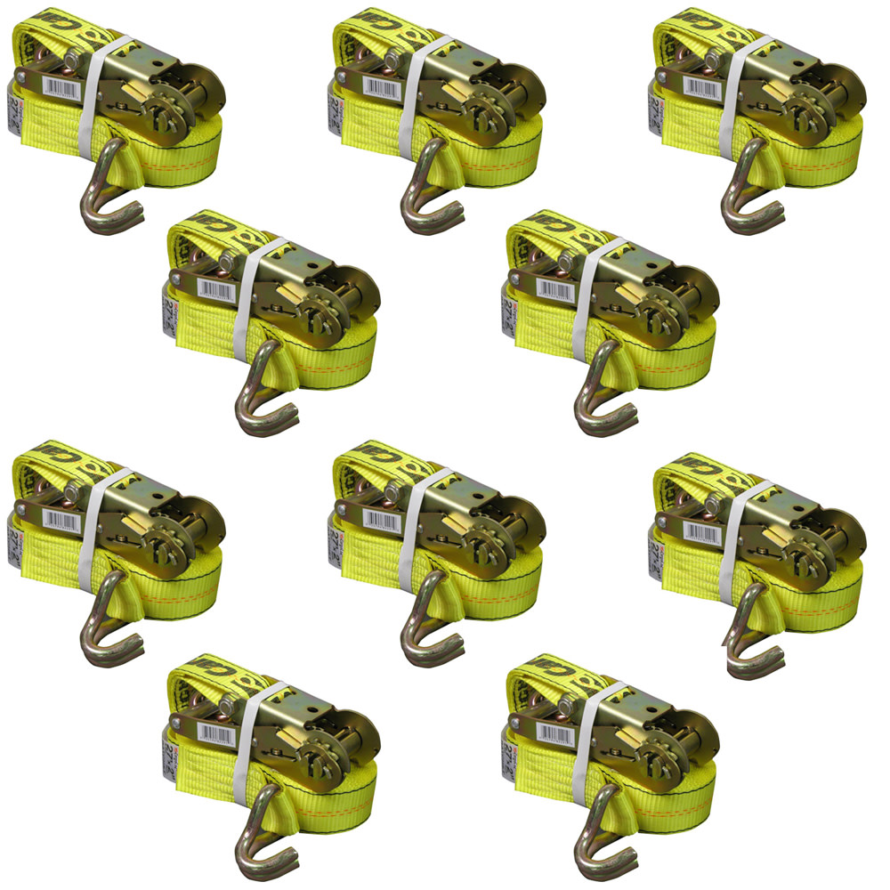 Allied International Cargoloc 2″x27′ Ratchet Tie Down with J Hook – 10pk - Flockneti