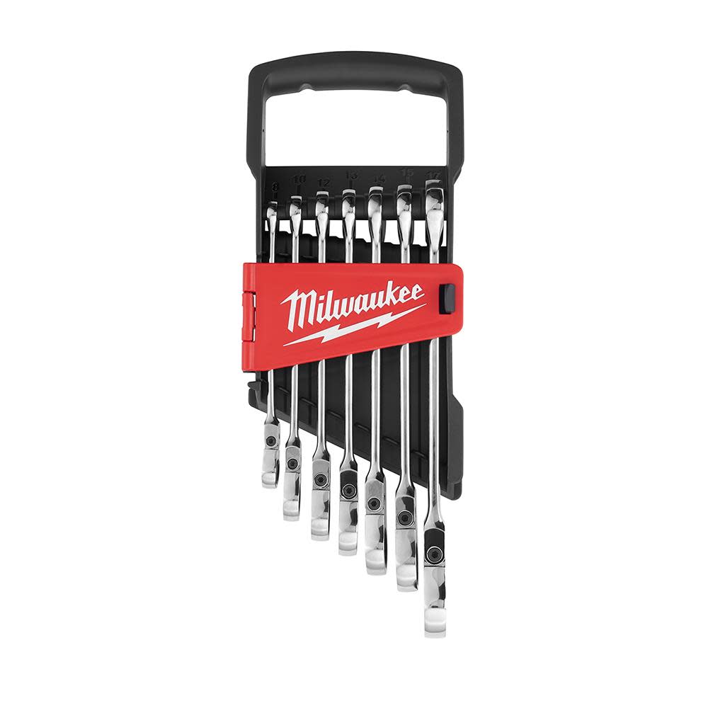 Milwaukee Combination Wrench Metric Flex Head Ratcheting Set 7pc - Flockneti