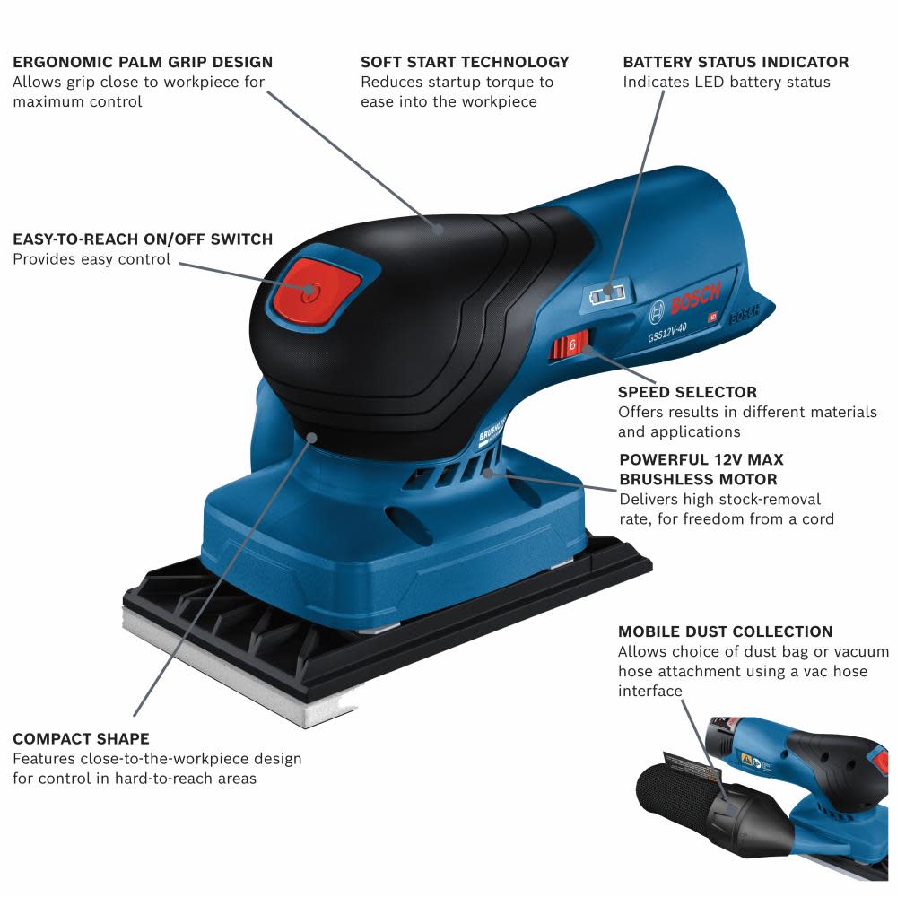 Bosch 12V 1/4 Sheet Orbital Finishing Sander Bare Tool - Flockneti