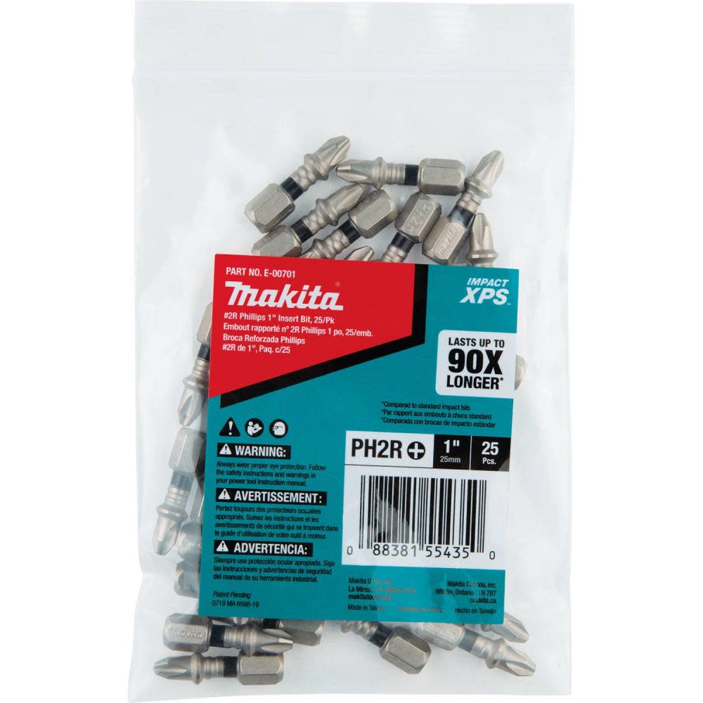 Makita Impact XPS #2 Phillips Drywall 1″ Insert Bit 25/pk - Flockneti