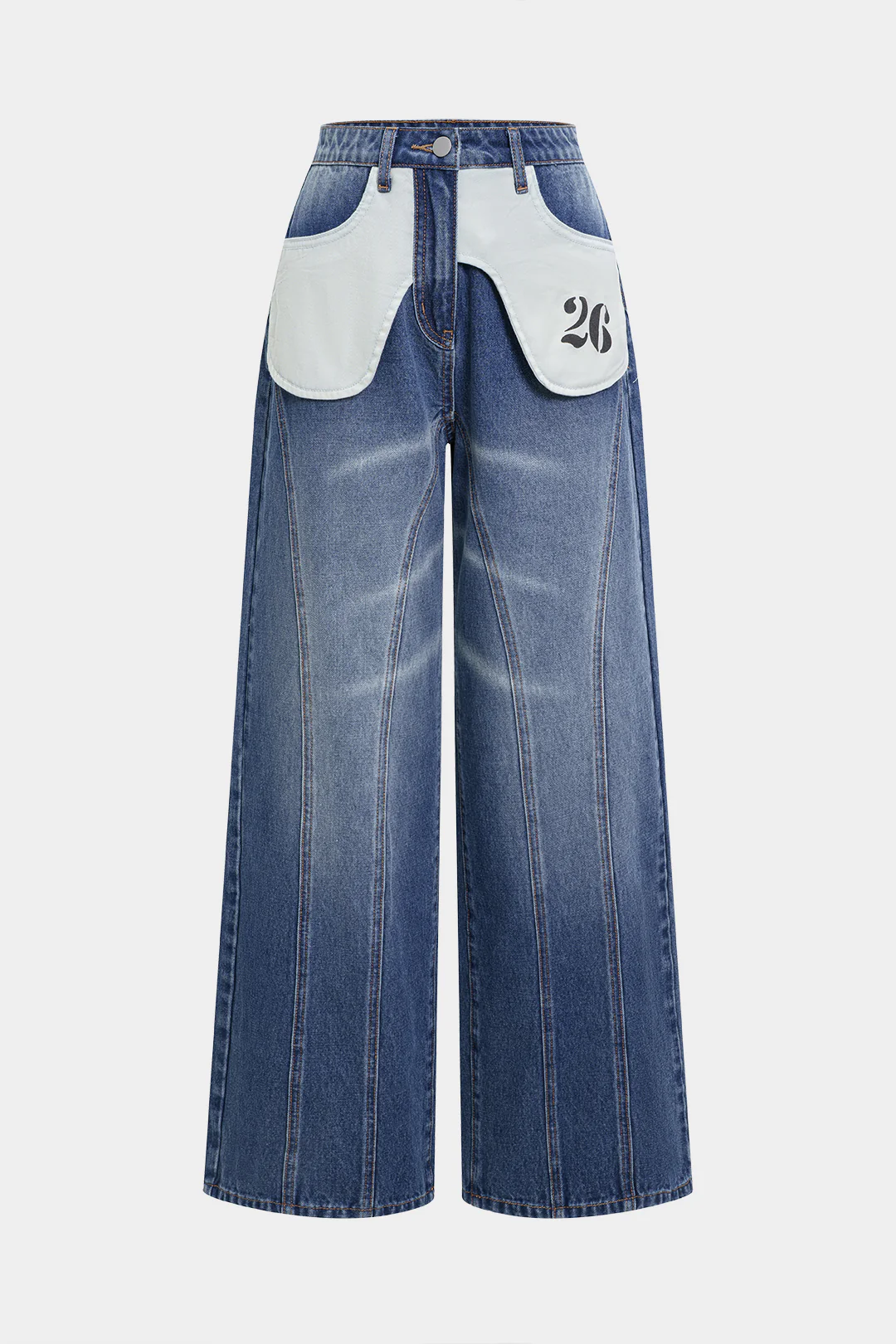 Denim Patchwork High Waist Jeans - Flockneti